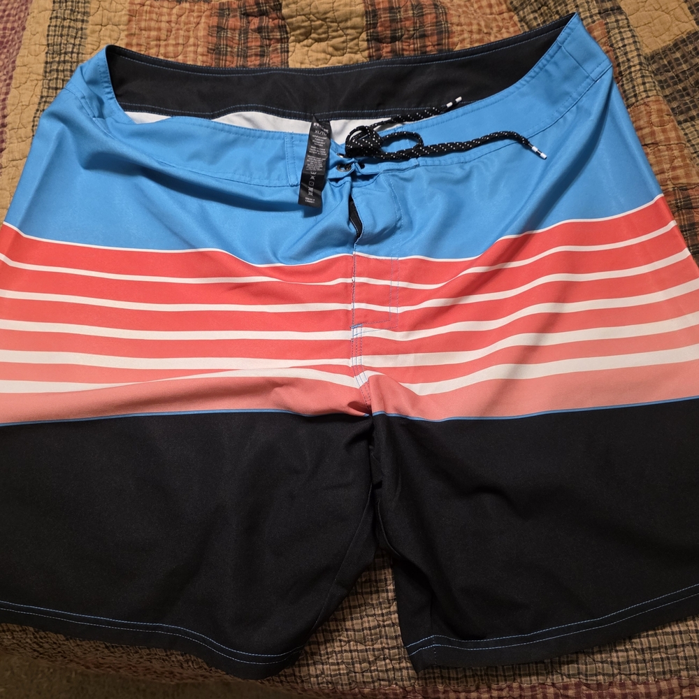 RBX Blue and Red Board Shorts with Modern Design
